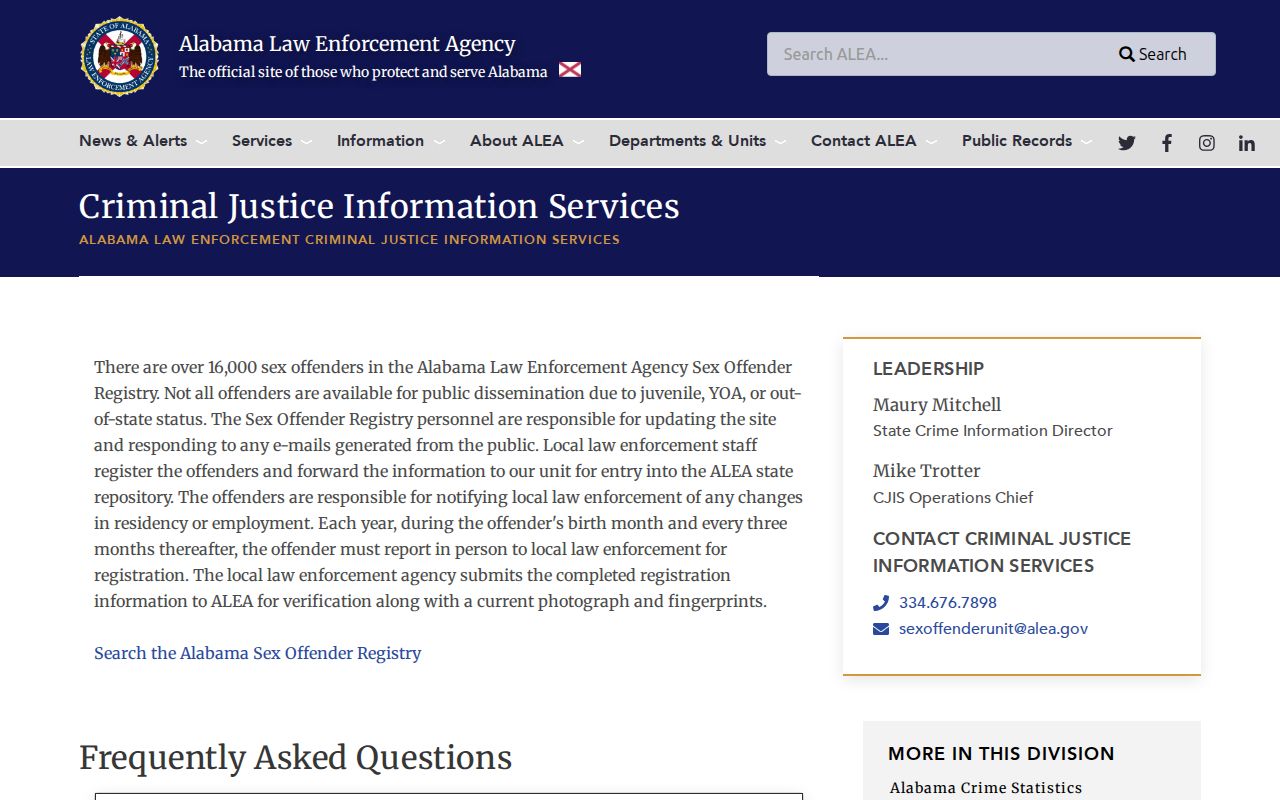 Washington County arrest records and court charges ALEA registry rules