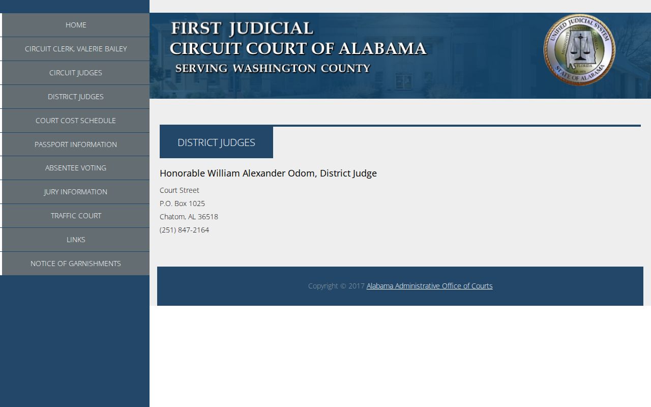 Washington County court dockets District Court judge listing