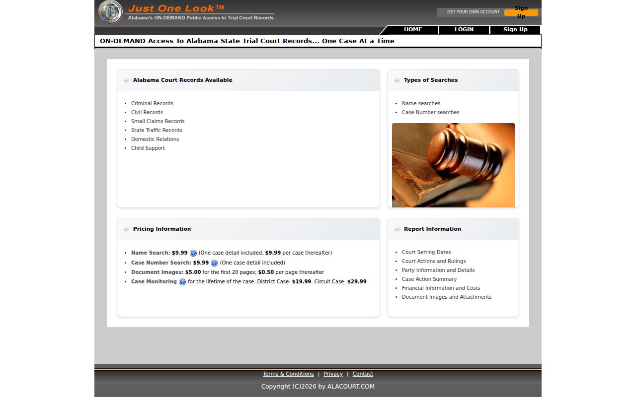 Washington County court records Alacourt ACCESS search