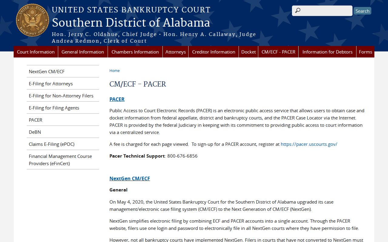 Washington County District Court and federal bankruptcy PACER access