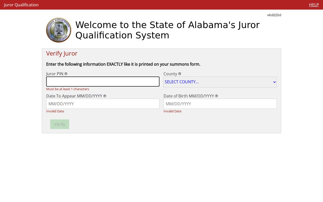 Washington County Court online juror registration service