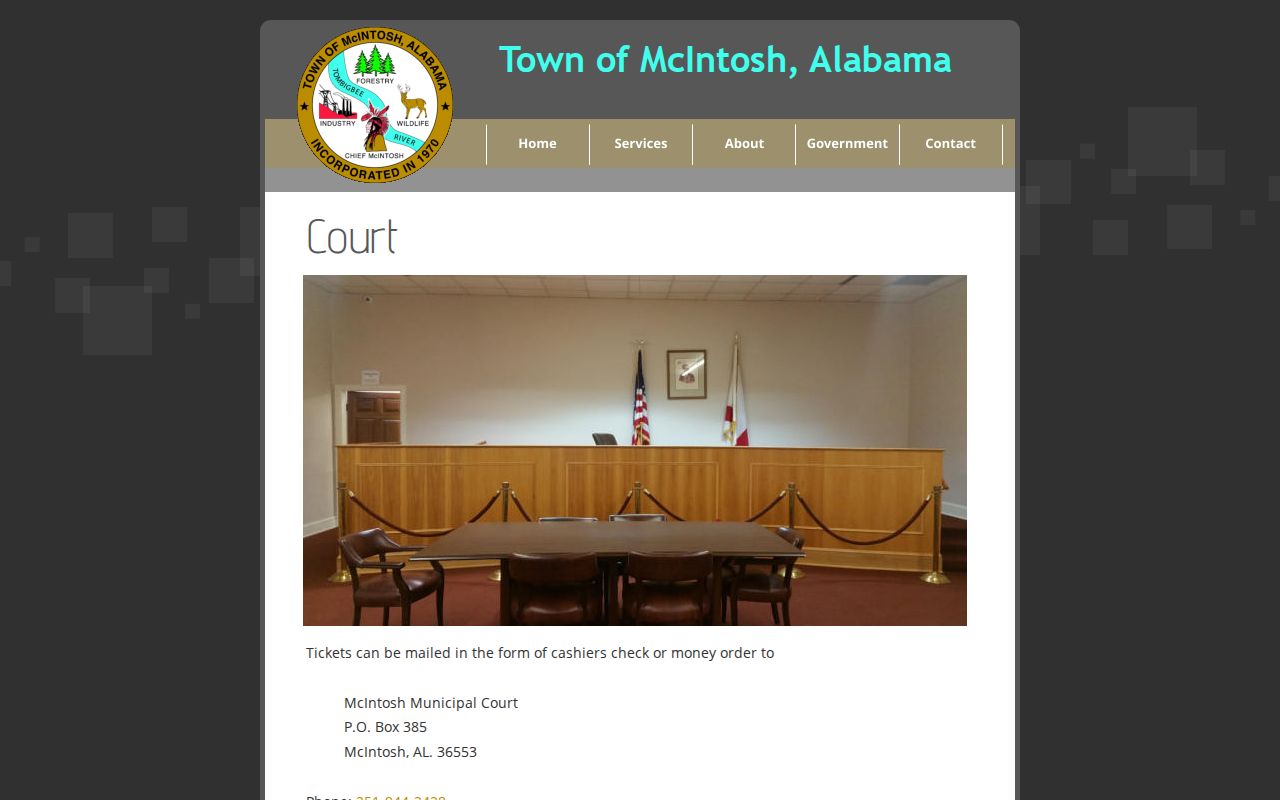 Washington County inmate records McIntosh municipal court custody context