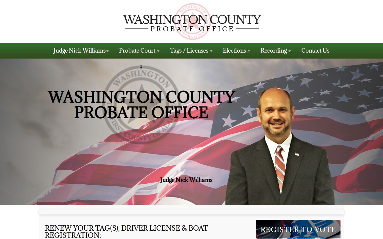 Washington County probate records office homepage