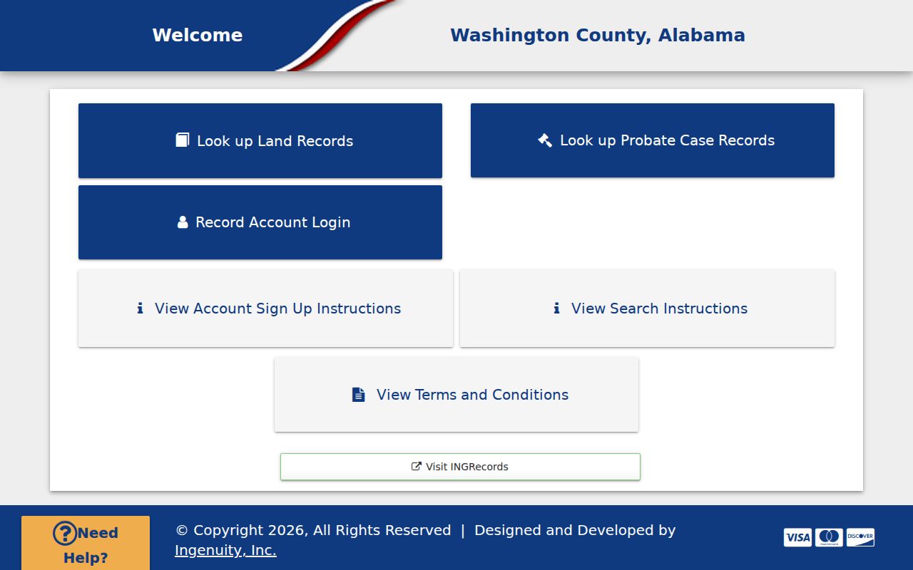 Washington County probate records Ingenuity search portal