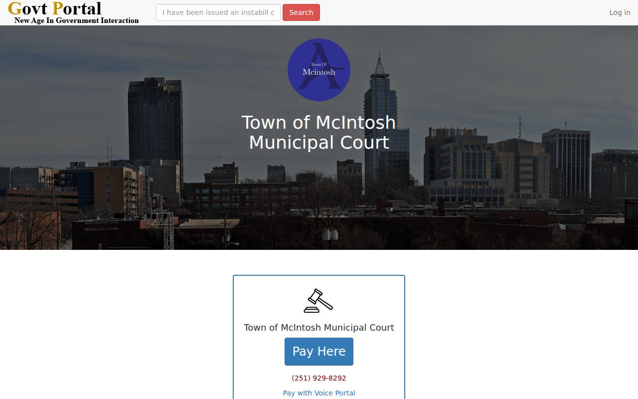 Washington County traffic court records McIntosh municipal payment portal